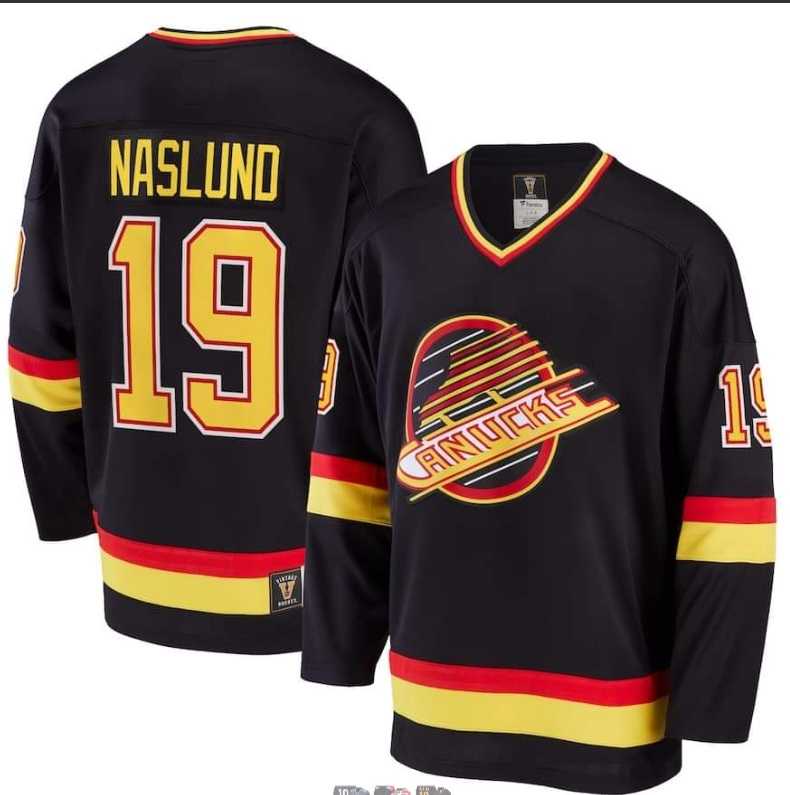 Mens Vancouver Canucks #19 Markus Naslund Black Throwback CCM Jersey Dzhi->vancouver canucks->NHL Jersey